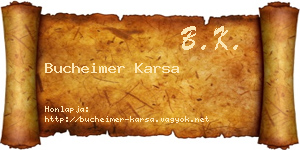 Bucheimer Karsa névjegykártya